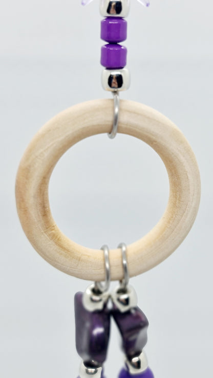 Bold Purple/Silver Timber Rings Double Strand Toy