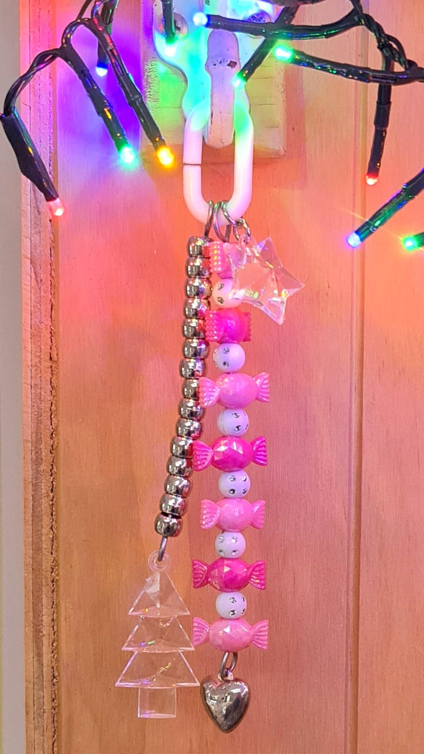 Pink/White & Shiny Silver Christmas Lollies Toy