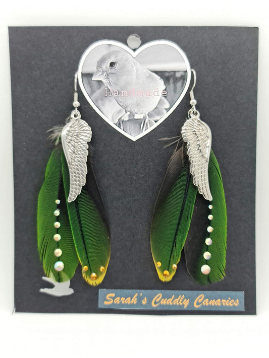 Lulu Caique Parrot Feather Earrings